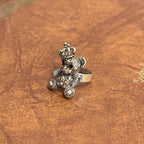 Diamante Princess Teddy Bear Crown Ring Silver Tone Various Colour Stones Adjustable Size