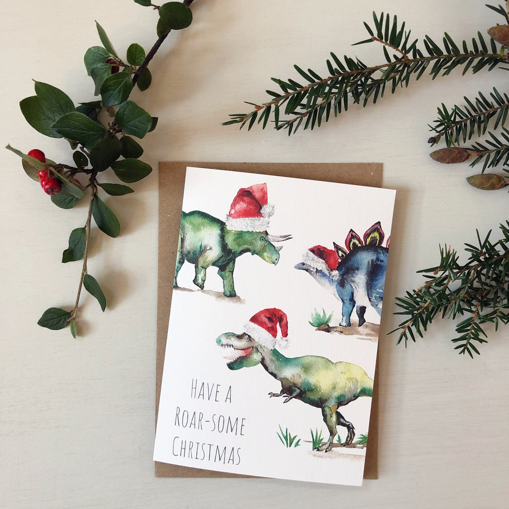 Dinosaur Christmas Card | A6 Greeting Card