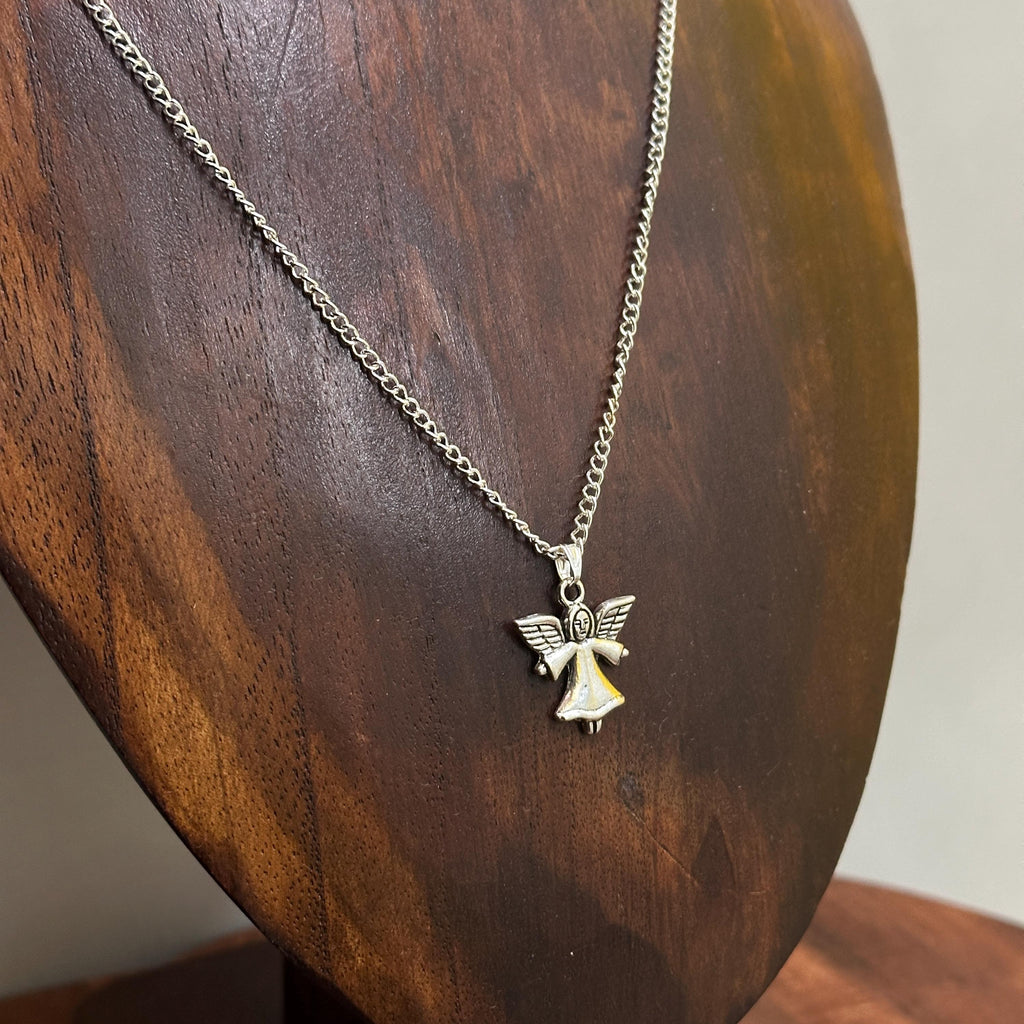 Handmade Winged Angel Pendant Necklace Silver Plate Lucky Charm Gift