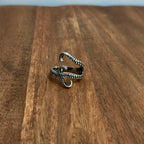 Alternative Creepy Gothic Tentacle Ring Darkened Silver Tone - Size Q 1/2