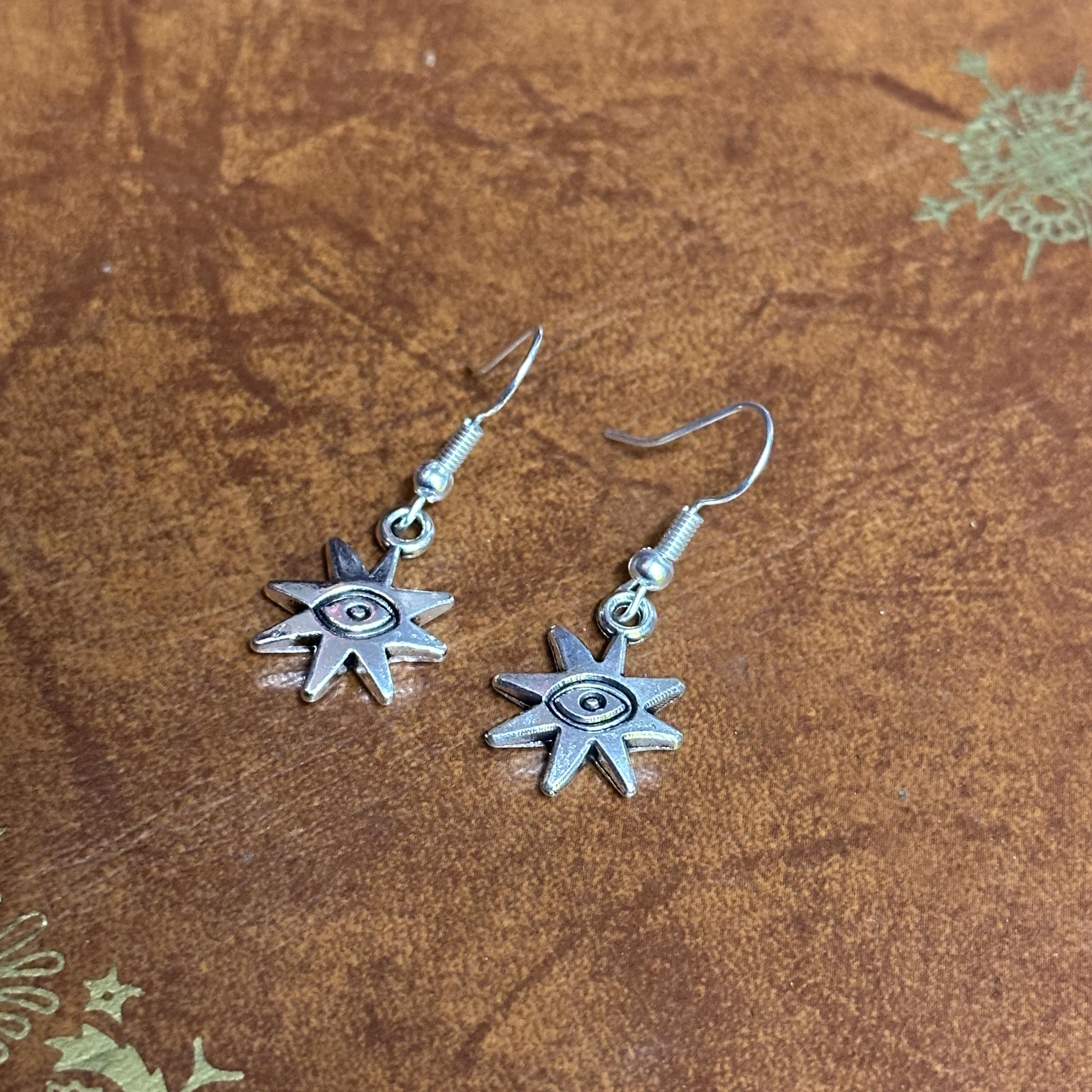 Crescent Moon Charm Drop Earrings