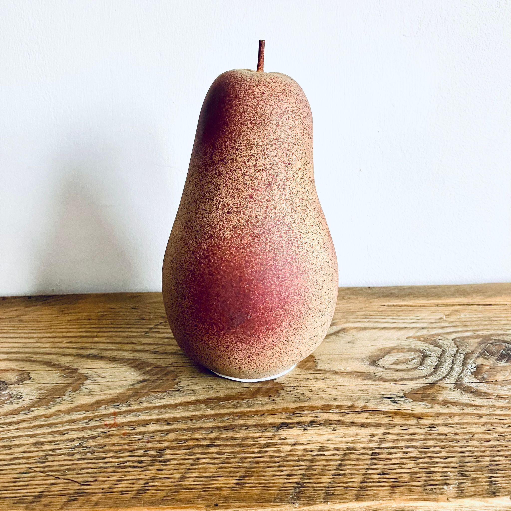 Classic Large Painted Pear Fruit Ornament Red Unique Homeware Gift 17cm