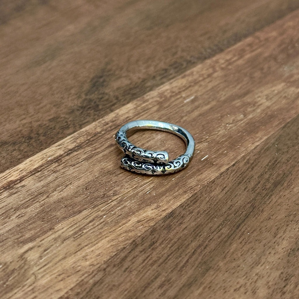 Celtic Patterned Stackable Open Ring Silver Tone - Size P