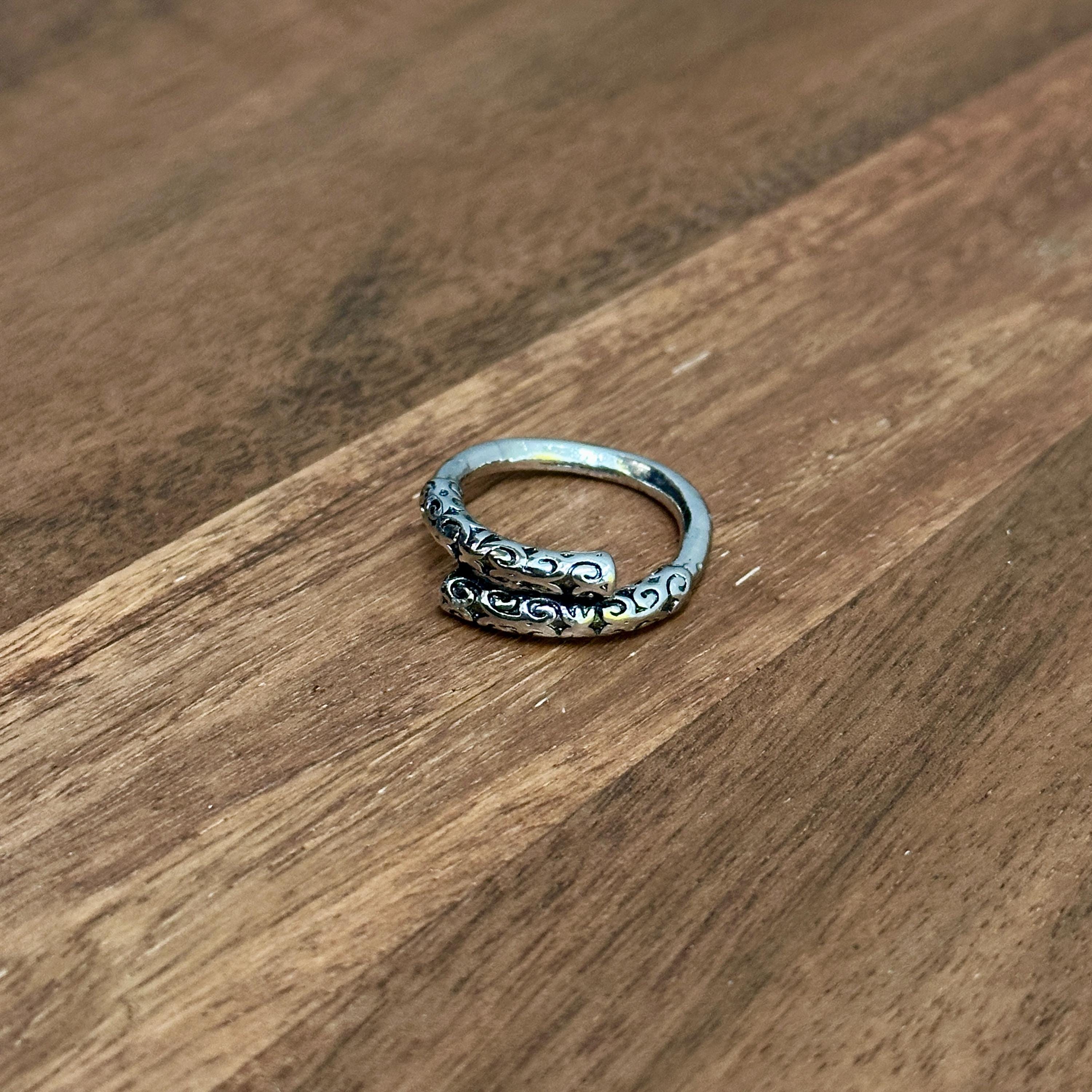 Celtic Patterned Stackable Open Ring Silver Tone - Size P