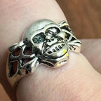 Alternative Gothic Biker XX Skull Ring Silver Tone Halloween Pirate Ring - Various Sizes