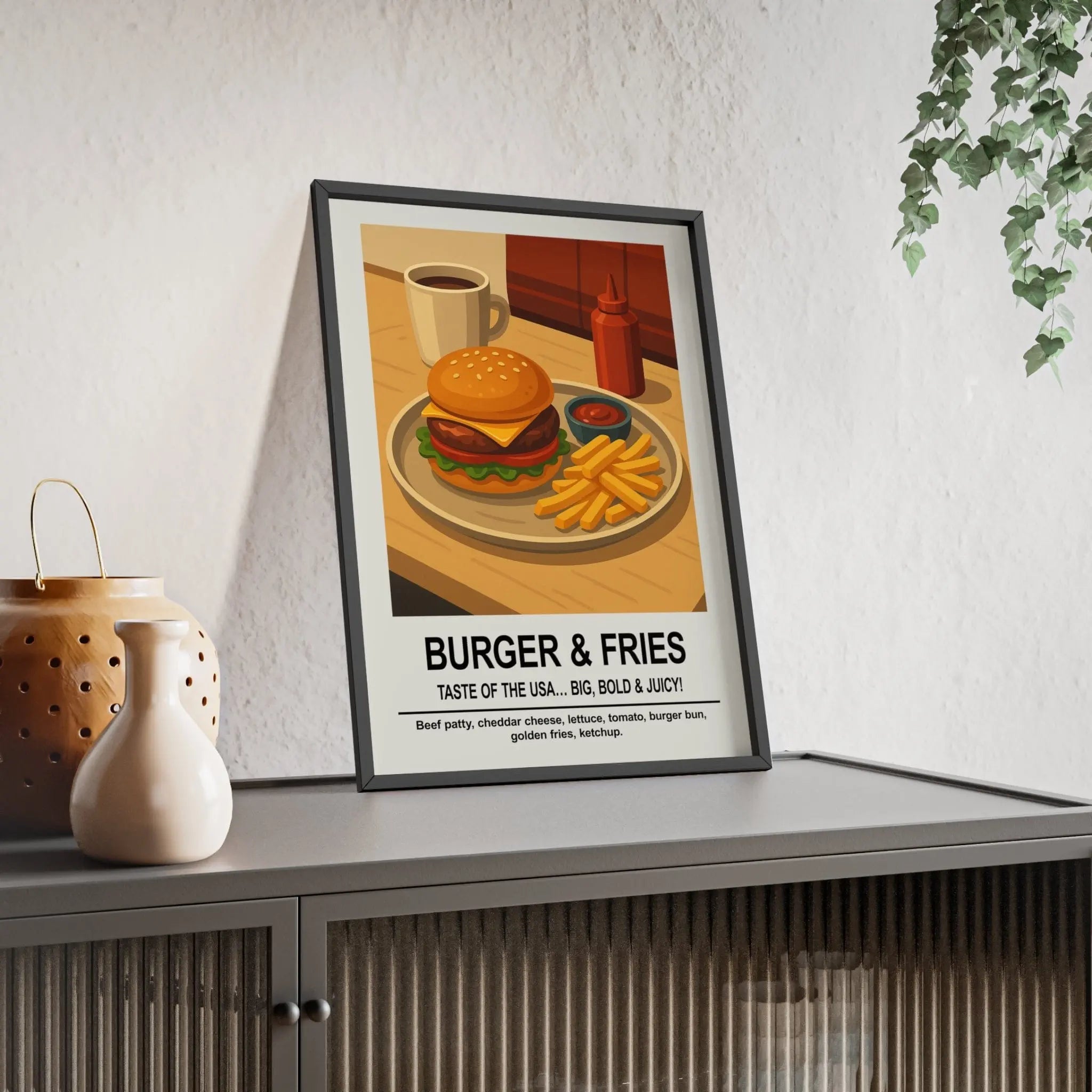 Burger & Fries Wall Art – American Diner Kitchen Print