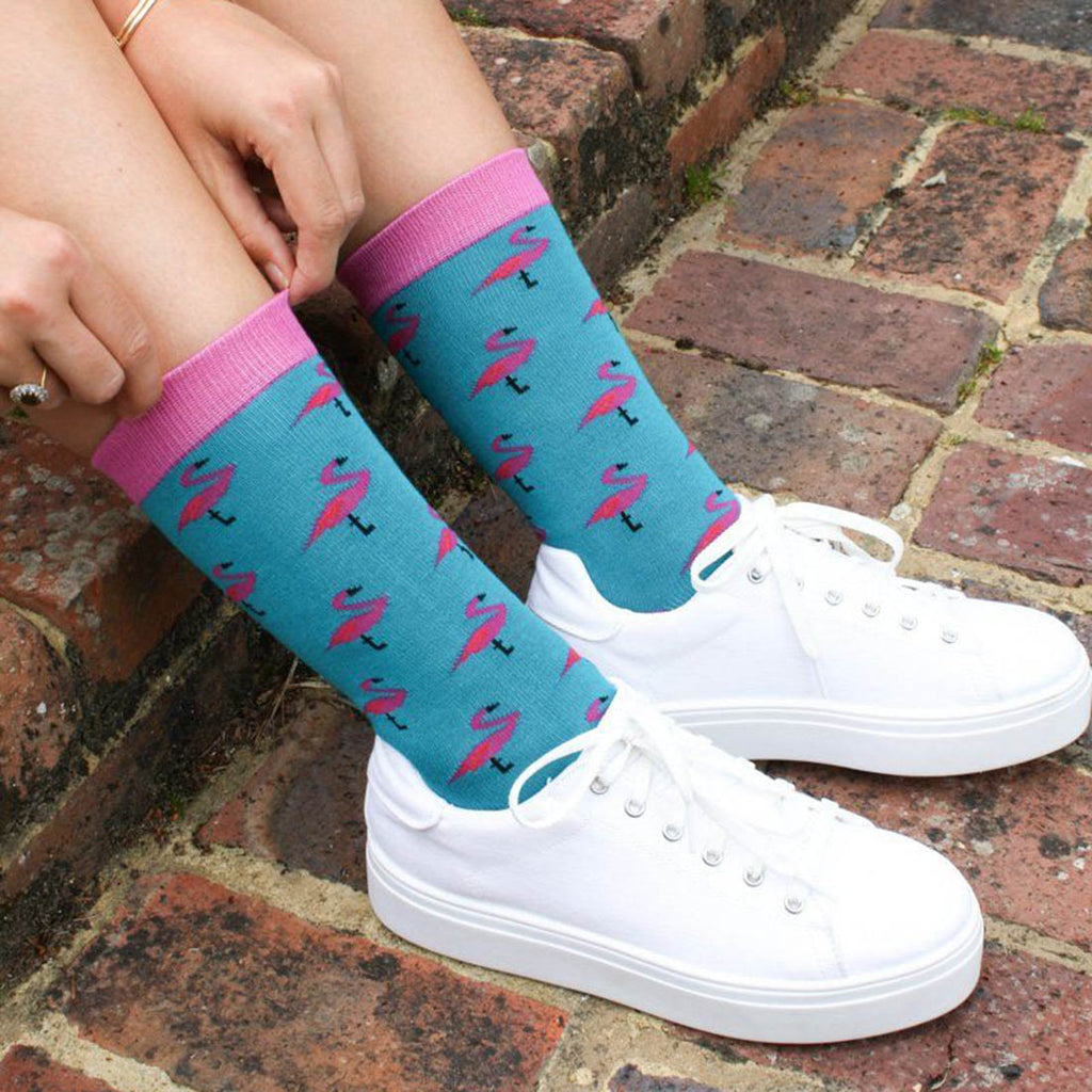 Flamingo Bamboo Socks (Comfort Cuff)